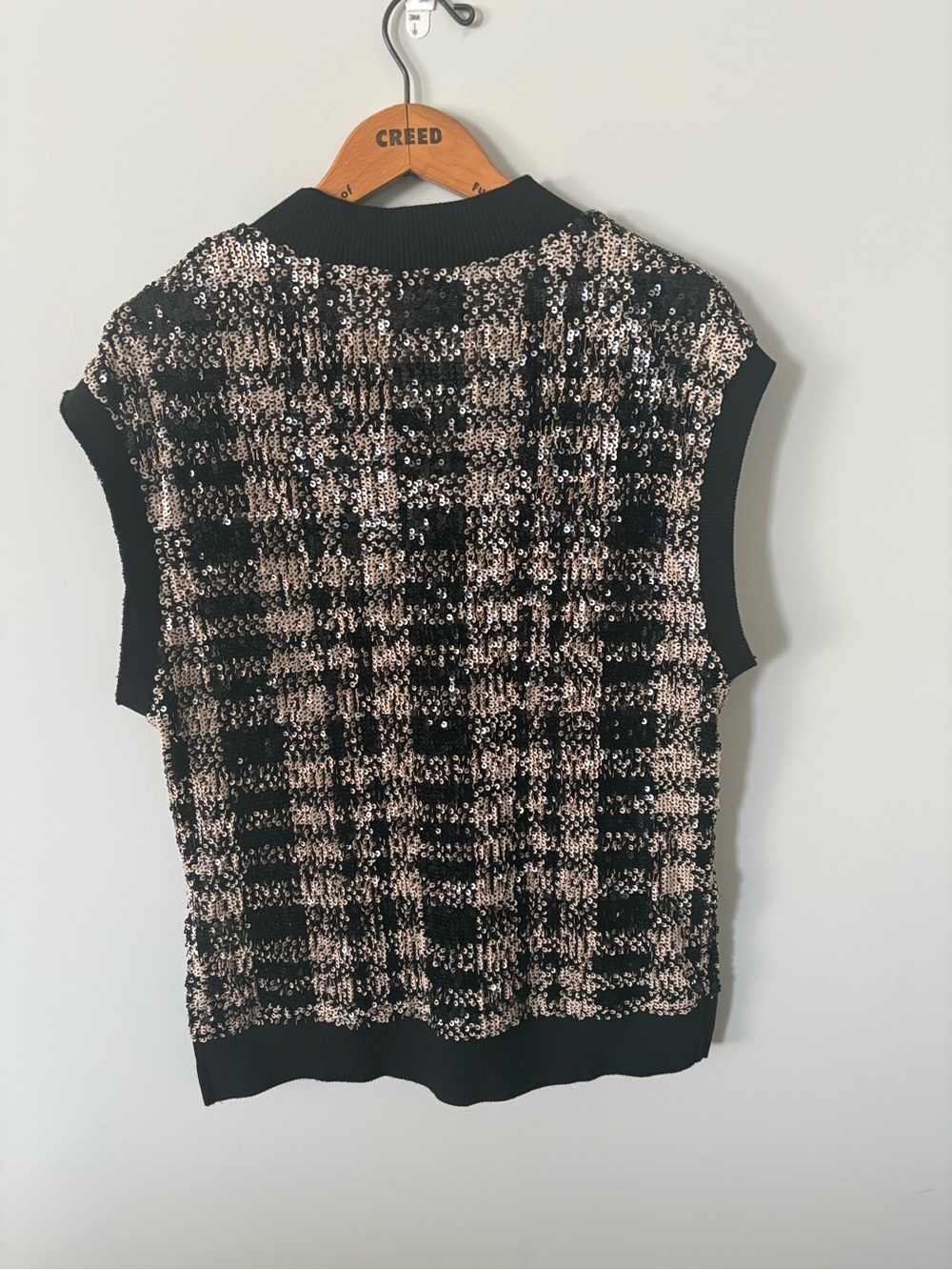 Frank Lyman sequin tweed sleeveless sweater vest - Black & beige - Picture 3 of 3